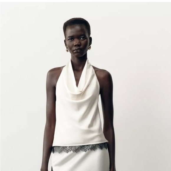 Zara Tops - Zara‎ satin effect lace halter top